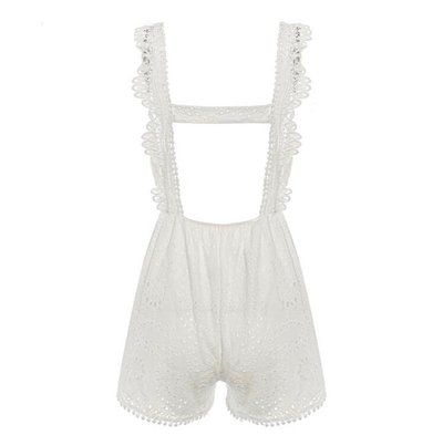 NHS Lace Open Back Jumpsuit White