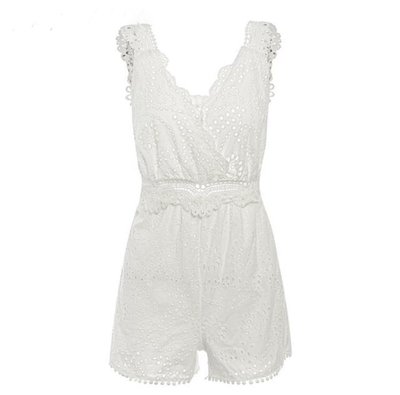NHS Lace Open Back Jumpsuit White