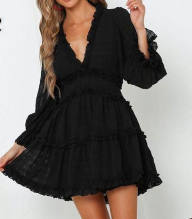 NHS Ruffle Open Back Black