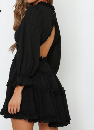 NHS Ruffle Open Back Black