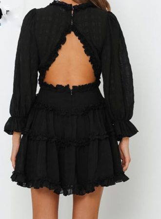 NHS Ruffle Open Back Black