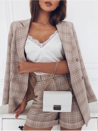 NHS Checkered Blazer Pants Set