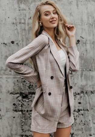NHS Checkered Blazer Pants Set