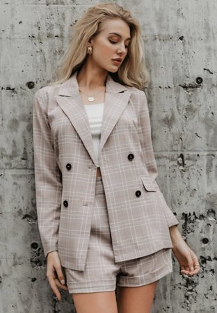 NHS Checkered Blazer Pants Set