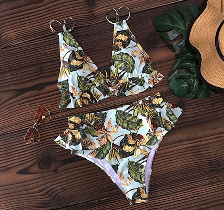 Flower Ruffle Bikini Mint