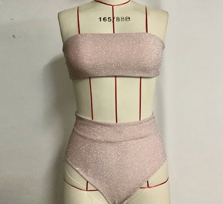 High Waist Glitter Bikini Pink