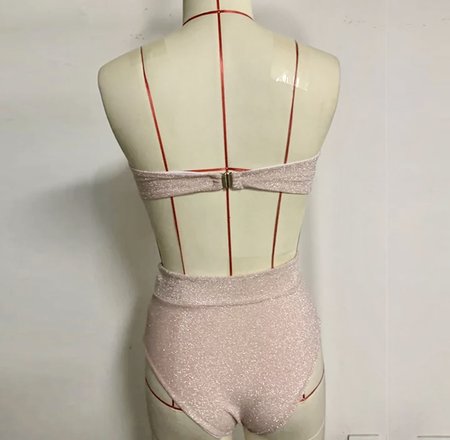 High Waist Glitter Bikini Pink