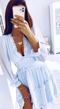 Aurora Dots Dress Blueu
