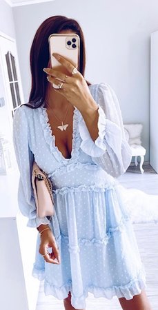 Aurora Dots Dress Blueu