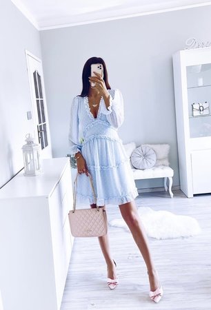 Aurora Dots Dress Blueu