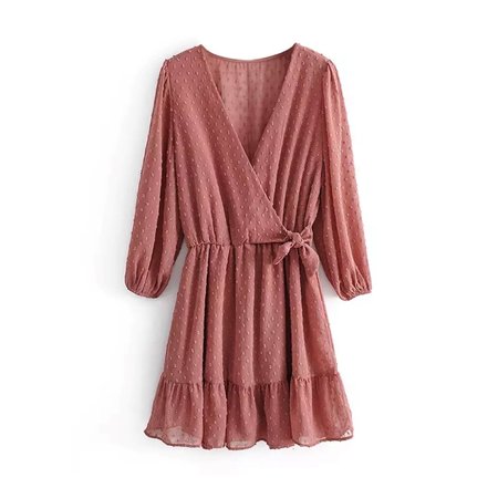 Dots Wrap Dress Old Pink