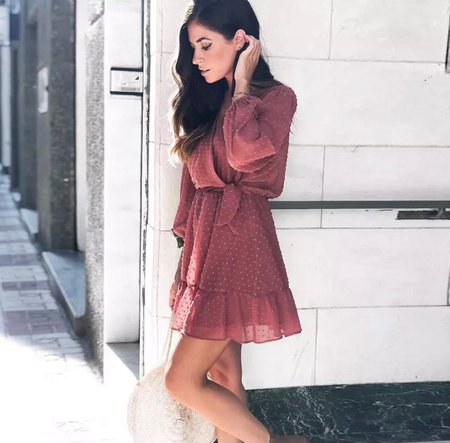 Dots Wrap Dress Old Pink