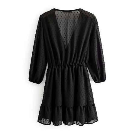 Dots Wrap Dress Black