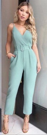 Aza Belt Jumpsuit Mint Green