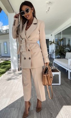Sam Pocket Suit Beige