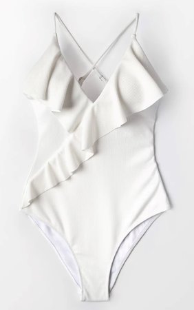Ruffle Bathing Suit White