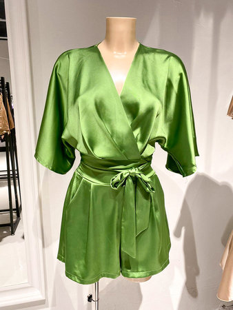 Satin Two Piece Set Green