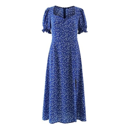 Flower Split Dress Blue