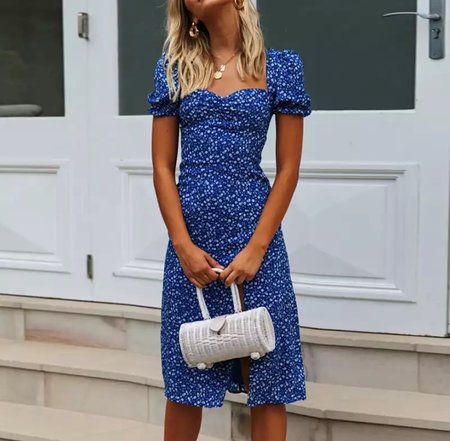 Flower Split Dress Blue