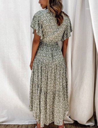 Maxi Flower Dress Green