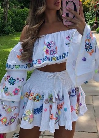 Sparkly flower set white