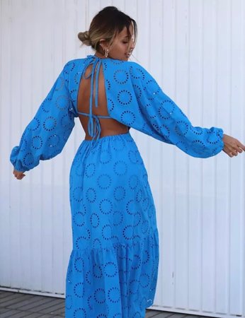 Maxi bella lace dress blue