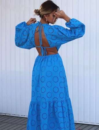 Maxi bella lace dress blue