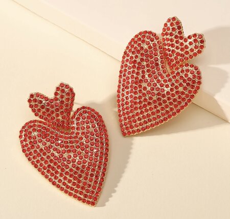 Heart Earrings Red
