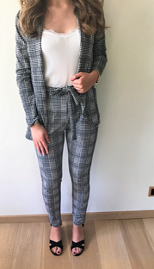 Classy Checkered Suit Grey