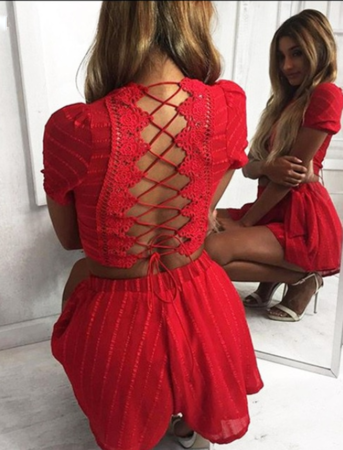 NHS Lace Set Red