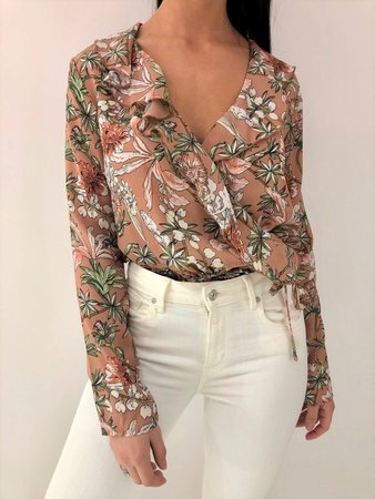 Flower Blouse Beige