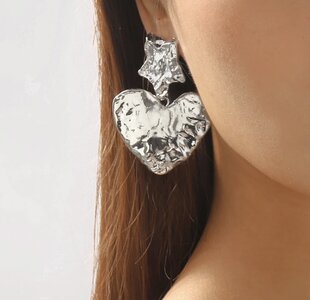 Star & Heart Earrings Silver