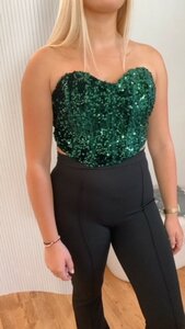 Anna Corset Glitter Top - Green