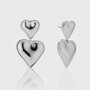 Double Heart Earrings Silver