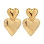 Double Heart Earrings Gold
