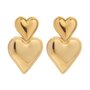 Double Heart Earrings Gold