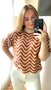 Zigzag Lurex Sweater - Copper/Beige