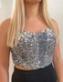 Anna Corset Glitter Top - Silver